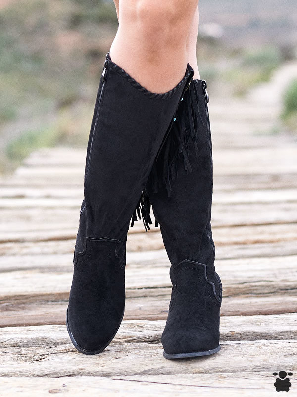 Botas altas boho chic negras