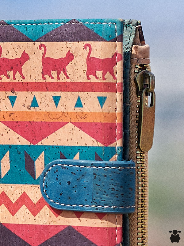 Cartera boho chic estampado de gatos