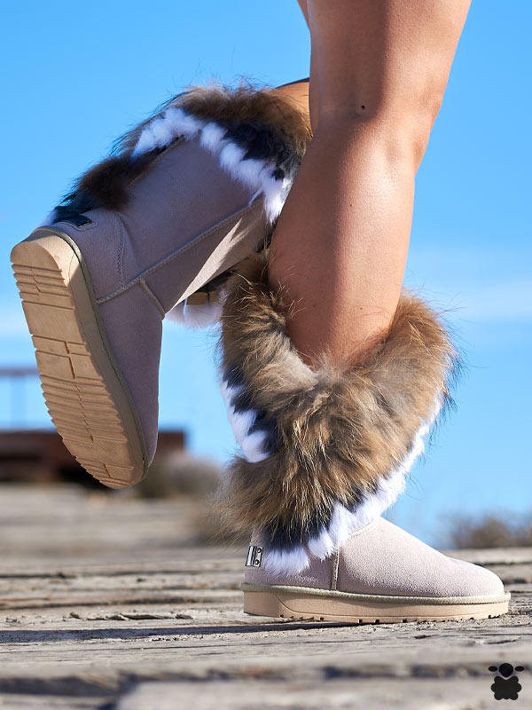 Botas boho chic beige con pelo Song 🥇 Oveja Bohemia