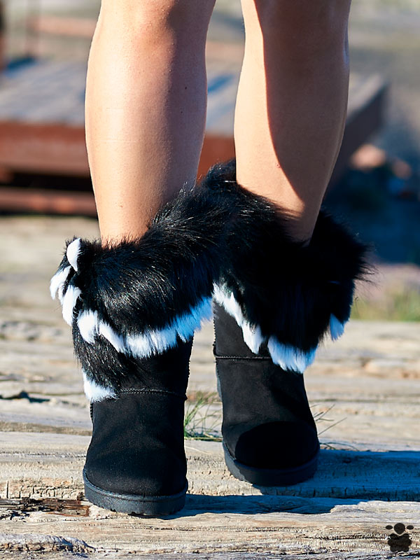 Botas boho con pelo negras