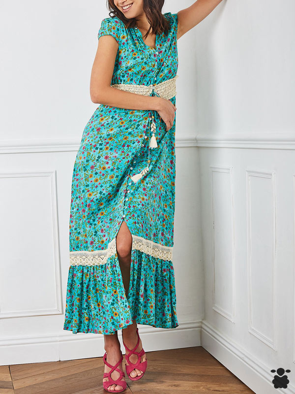Vestido boho chic turquesa