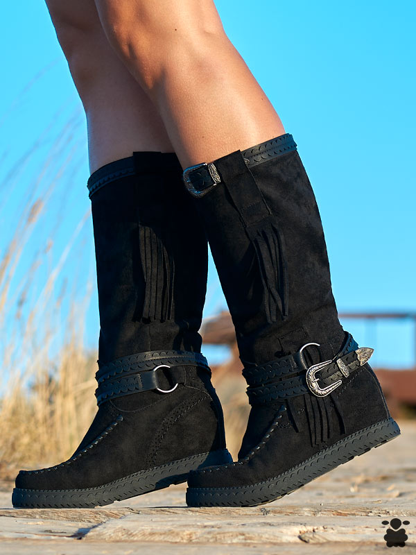 Botas altas boho color negro Botas altas boho color negro