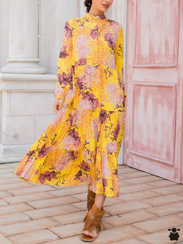 Vestido boho chic amarillo flores
