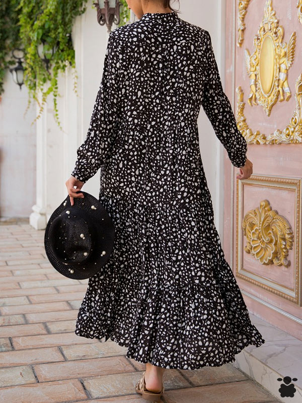 Vestido boho negro de mangas largas