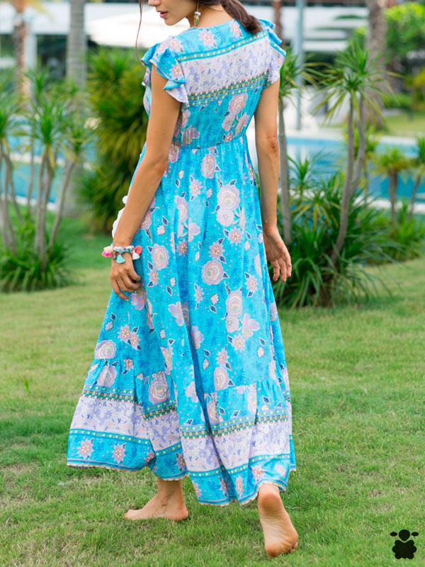 Vestido largo boho chic azul