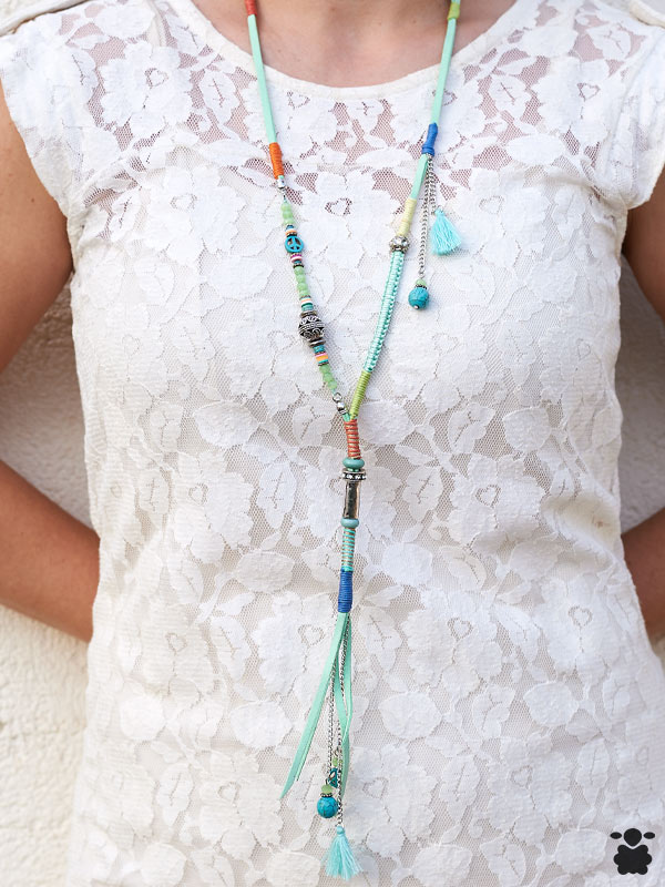 Colgante boho chic turquesa
