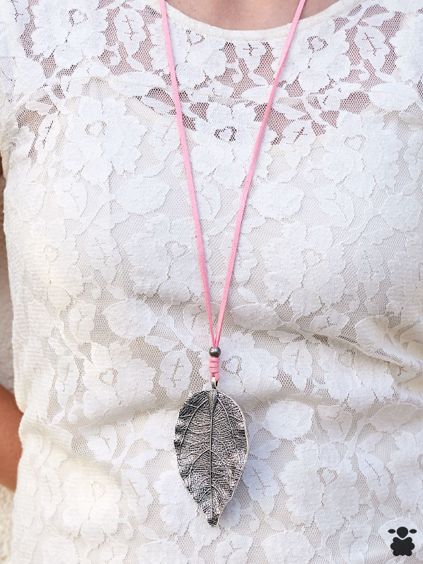 Colgante boho pluma rosa