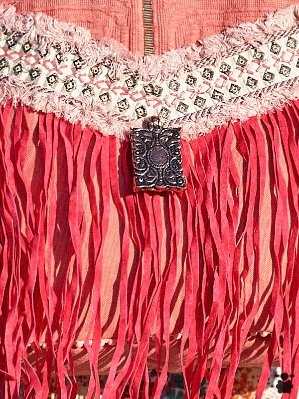 Bolso boho sarinana rosa y fucsia
