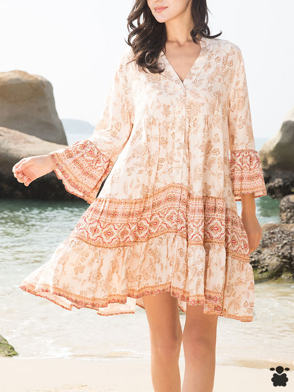 Vestido boho Edurne en color beige