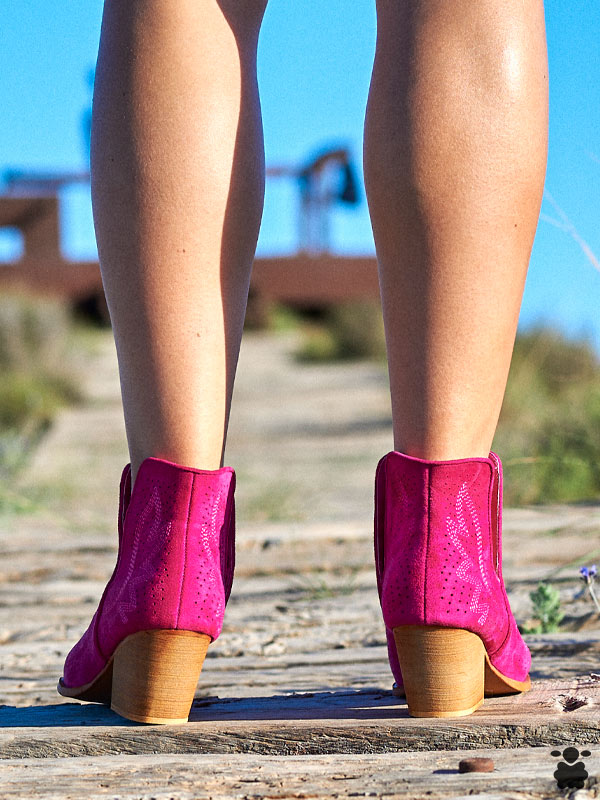 Botines cowboy fucsia mujer