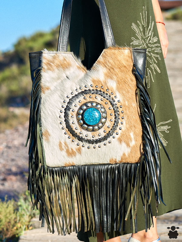 bolso-bohemio-piel-negro-blanco-camel Bolso Bohemio negro camel y blanco - Imagen 1