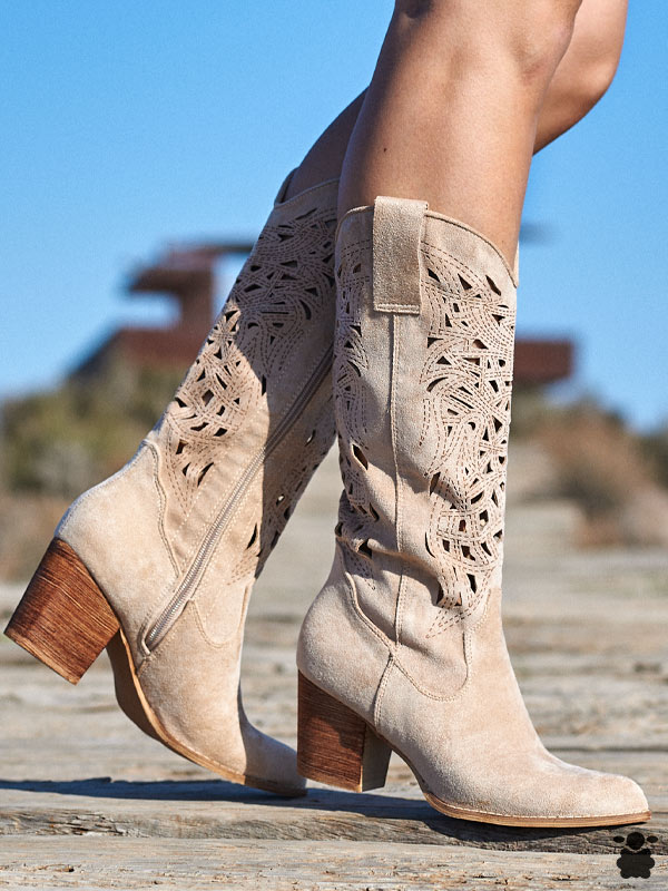 Botines Cowboy Botines De Piel Color Beige Botas Cowboy Bicolor