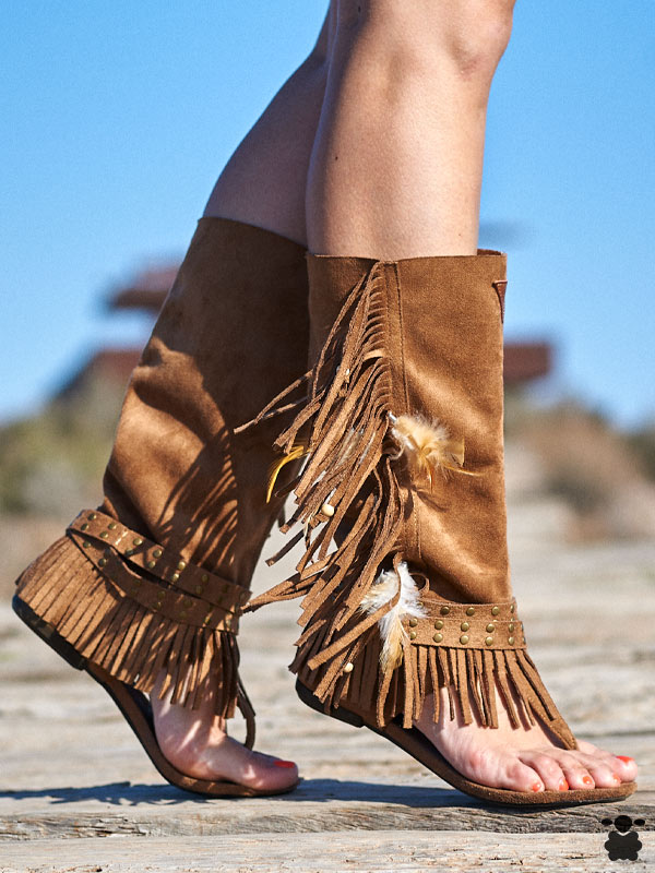Sandalias boho Tarifa camel de caña alta