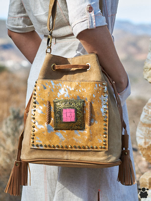 Bolso boho camel metalizado Oveja Bohemia
