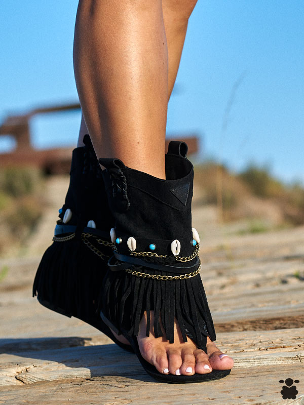 sandalias-boho-cadenas-negro Sandalias Boho Cadenas Negro - Imagen 3