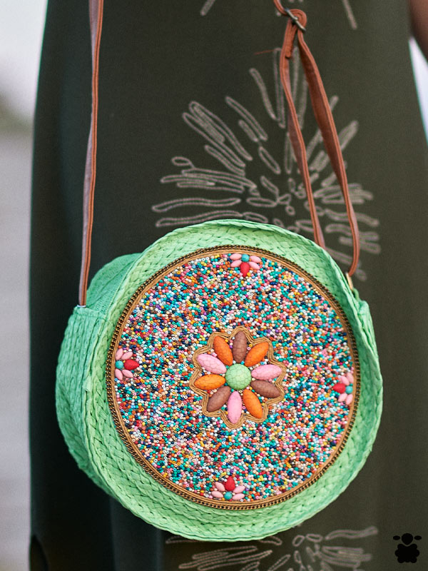 Bolso Rafia Étnico Verde