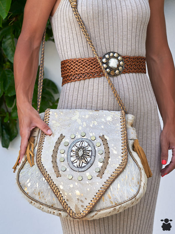 bolso boho chic Bélgica blanco en piel