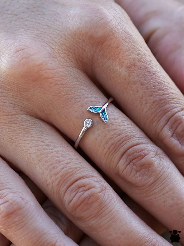 Anillo Boho Cola de Sirena Azul