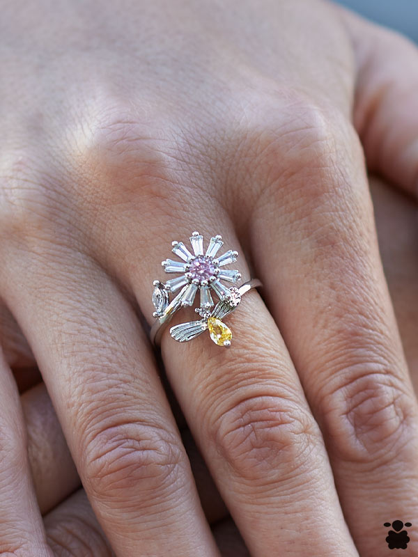 Anillo Boho Margarita y Abeja