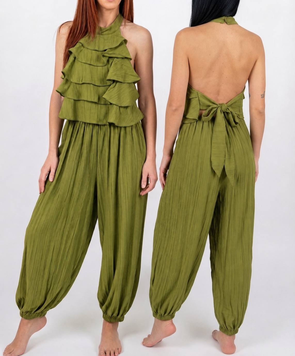 conjunto-volantes-verde Conjunto boho volantes verde - Imagen 1